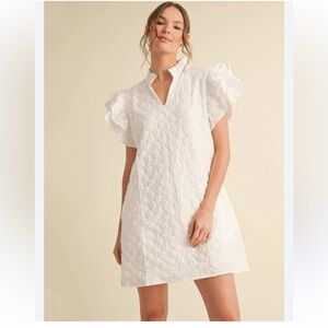 JODIFL Wedding Cake White Embroidered Dress Bride Bridal Shower Dress Size Large